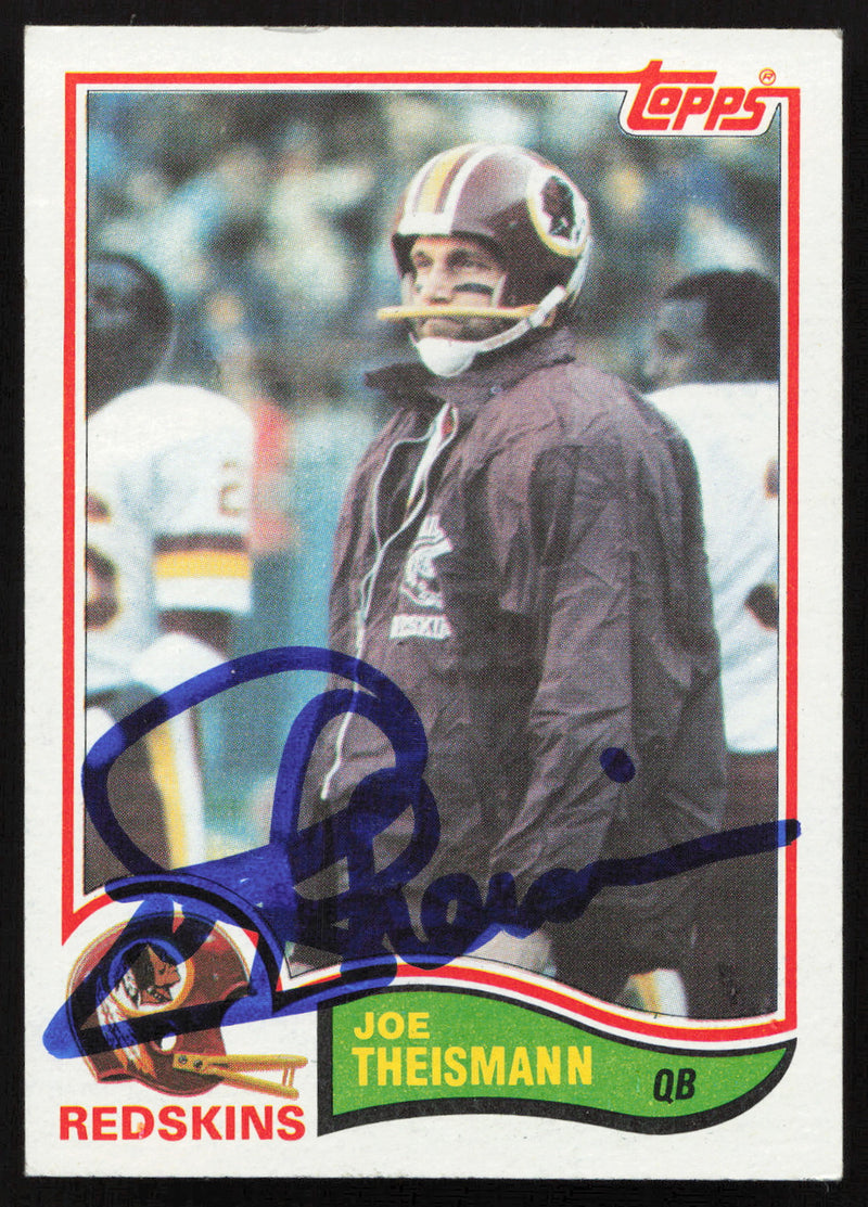 Joe Theismann Autographed 1982 Topps Card #521 Washington Redskins SKU #264317