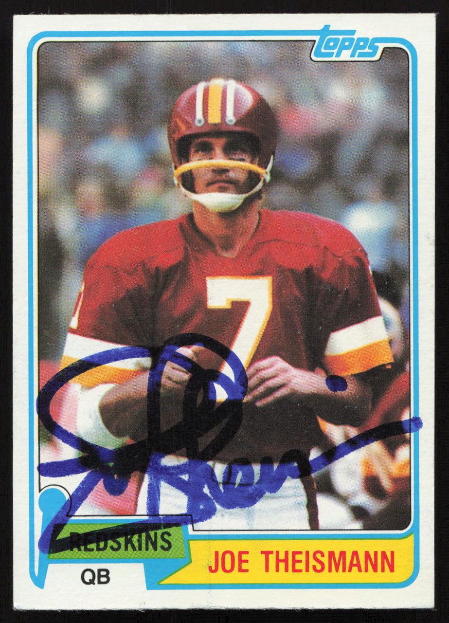 Joe Theismann Autographed 1981 Topps Card #165 Washington Redskins SKU #264319