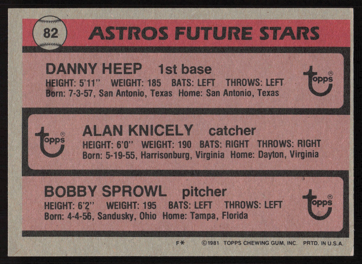 Danny Heep & Alan Knicely Autographed 1981 Topps Rookie Card #82 Houston Astros SKU #264377