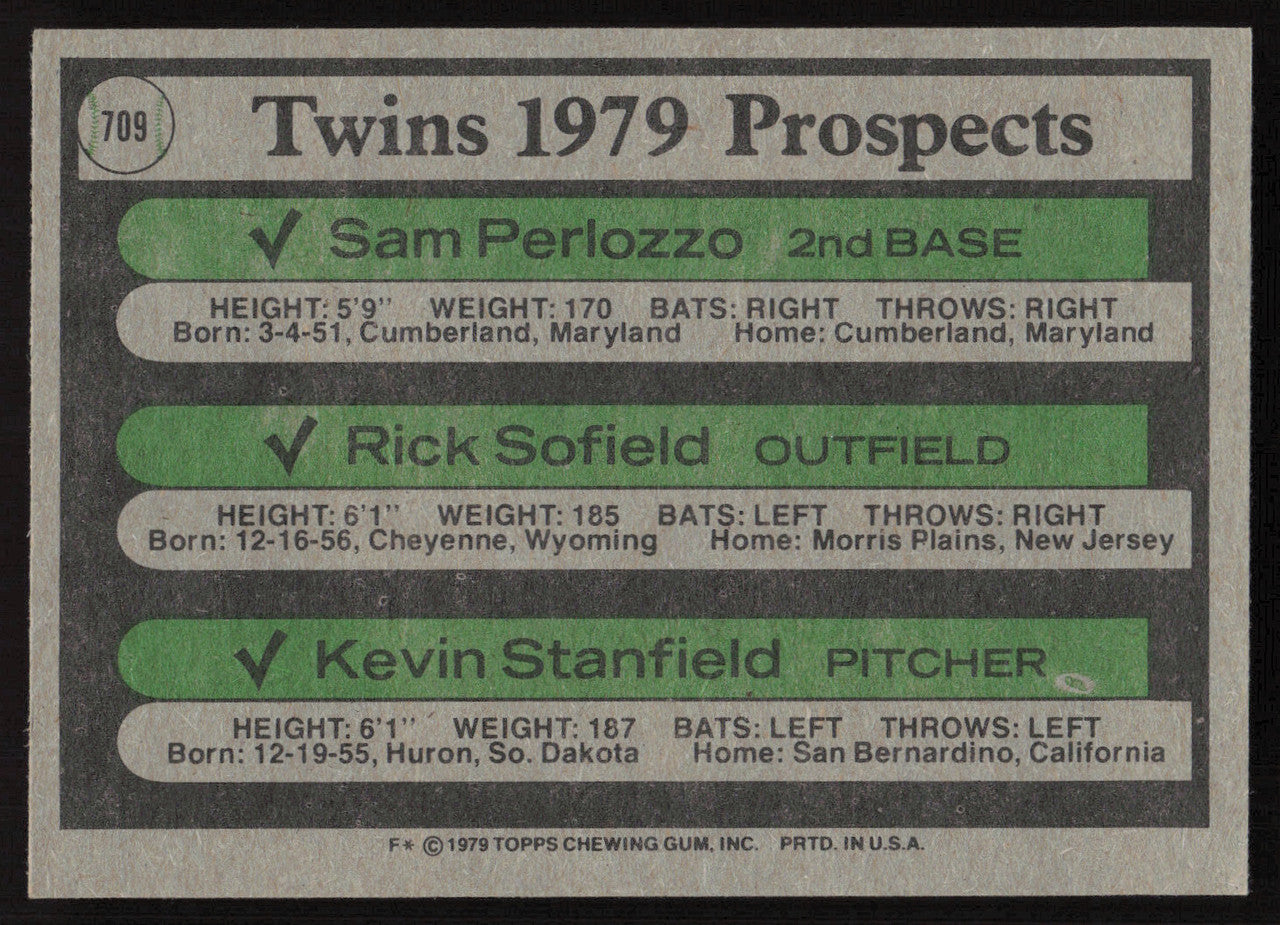 Rick Sofield Autographed 1979 Topps Rookie Card #709 Minnesota Twins SKU #264398