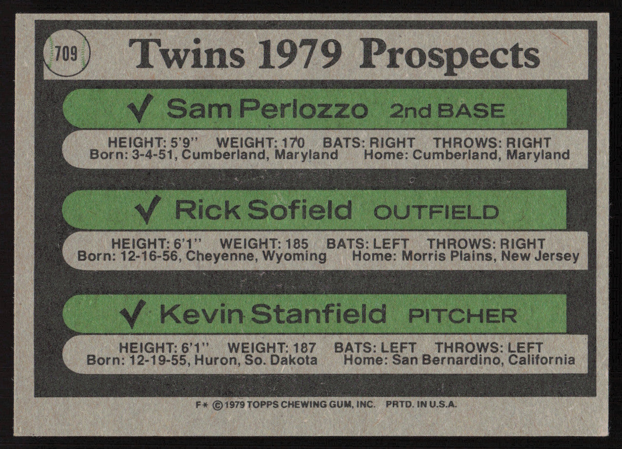 Rick Sofield Autographed 1979 Topps Rookie Card #709 Minnesota Twins SKU #264399