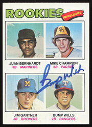 Bump Wills Autographed 1977 Topps Rookie Card #494 Texas Rangers SKU #264401