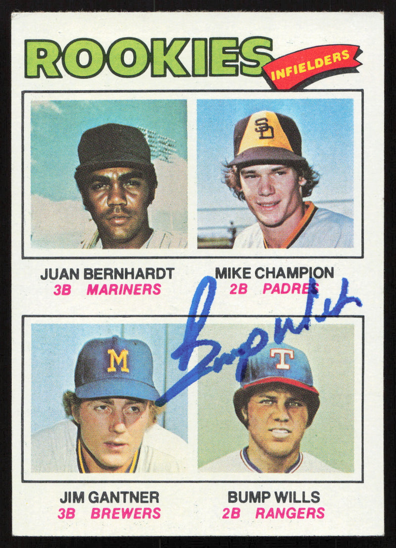 Bump Wills Autographed 1977 Topps Rookie Card #494 Texas Rangers SKU #264401