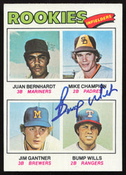 Bump Wills Autographed 1977 Topps Rookie Card #494 Texas Rangers SKU #264402