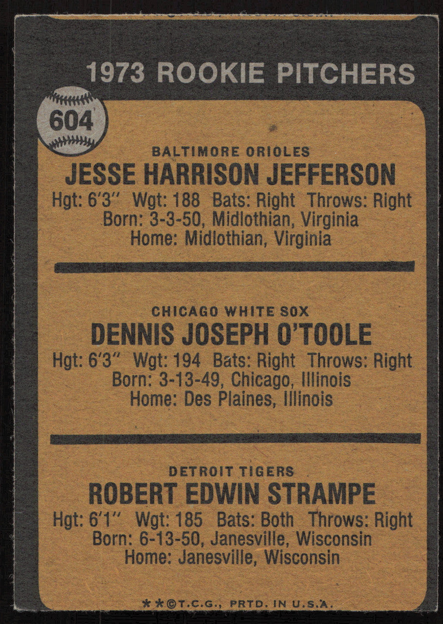 Bob Strampe Autographed 1973 Topps Rookie Card #604 Detroit Tigers SKU #264410