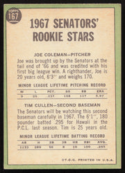 Joe Coleman Autographed 1967 Topps Rookie Card #167 Washington Senators SKU #264426