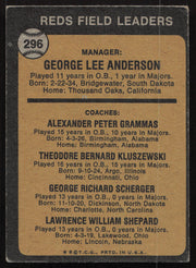 Alex Grammas Autographed 1973 Topps Card #296 Cincinnati Reds SKU #264439