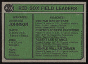 Darrell Johnson Autographed 1974 Topps Card #403 Boston Red Sox SKU #264443