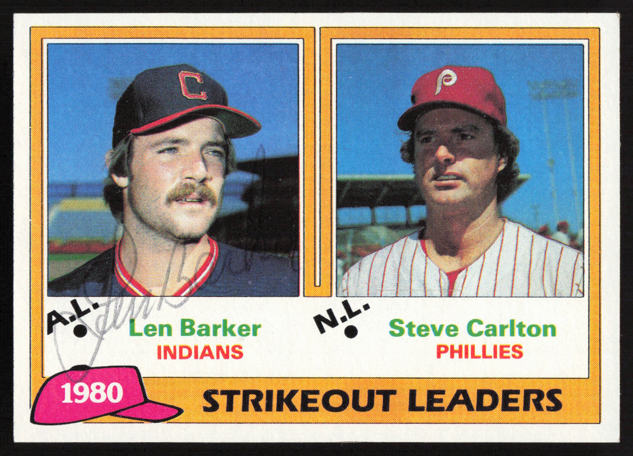 Len Barker Autographed 1981 Topps Card #6 Cleveland Indians SKU #264462
