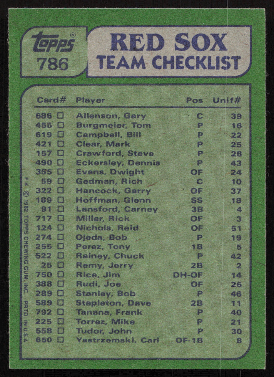 Mike Torrez Autographed 1982 Topps Card #786 Boston Red Sox SKU #264468