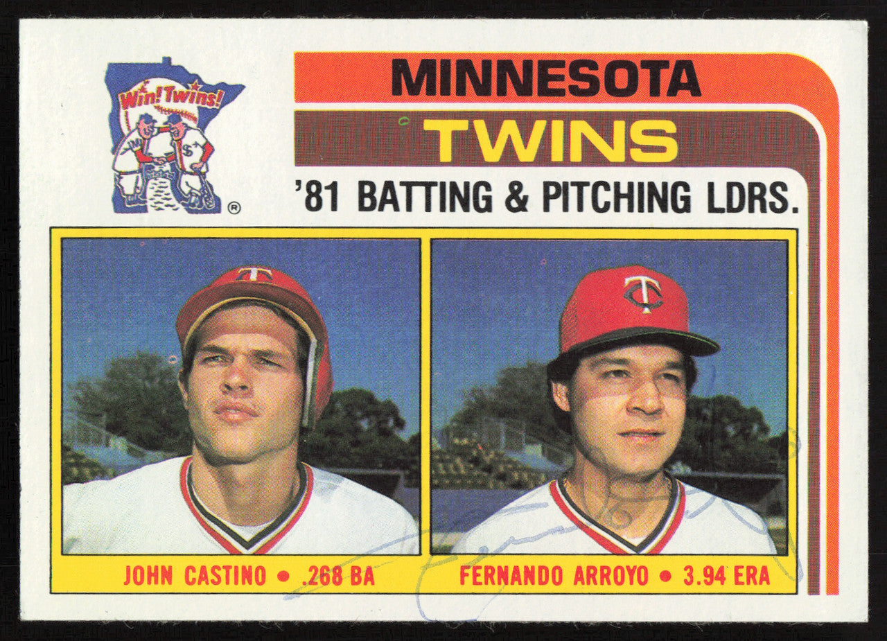 Fernando Arroyo Autographed 1982 Topps Card #396 Minnesota Twins SKU #264471
