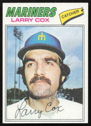Larry Cox Autographed 1977 Topps Card #379 Seattle Mariners SKU #264479