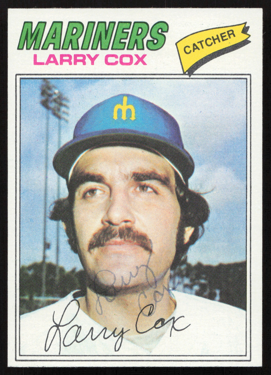 Larry Cox Autographed 1977 Topps Card #379 Seattle Mariners SKU #264479