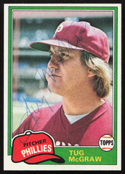 Tug McGraw Autographed 1981 Topps Card #40 Philadelphia Phillies SKU #264489