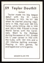 Taylor Douthit Autographed 1978 Grand Slam Card #59 St. Louis Cardinals SKU #264500