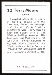 Terry Moore Autographed 1978 Grand Slam Card #32 St. Louis Cardinals SKU #264507