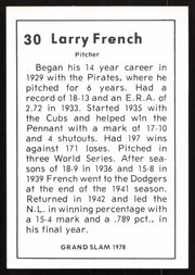 Larry French Autographed 1978 Grand Slam Card #30 Cincinnati Reds SKU #264526
