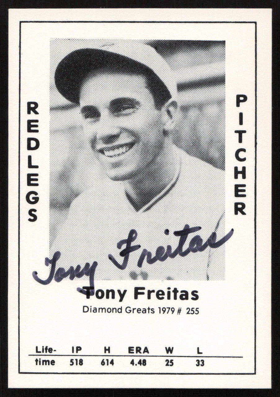 Tony Freitas Autographed 1979 Diamond Greats Card #255 Cincinnati Reds SKU #264532
