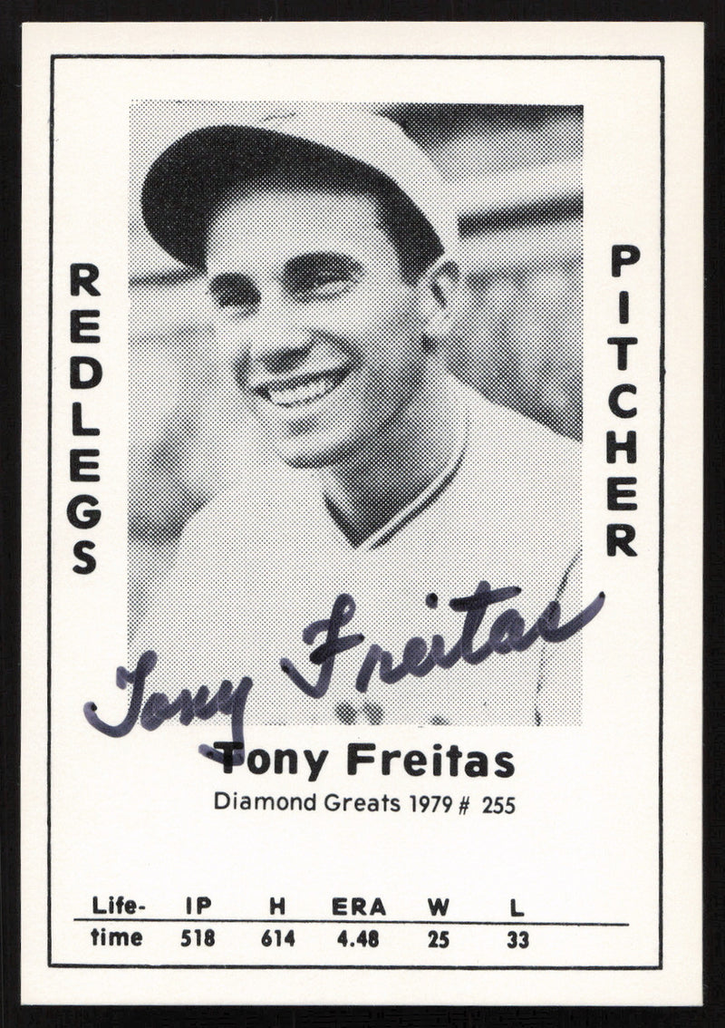 Tony Freitas Autographed 1979 Diamond Greats Card #255 Cincinnati Reds SKU #264532