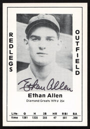 Ethan Allen Autographed 1979 Diamond Greats Card #254 Cincinnati Reds SKU #264533