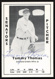 Tommy Thomas Autographed 1979 Diamond Greats Card #54 Washington Senators SKU #264534