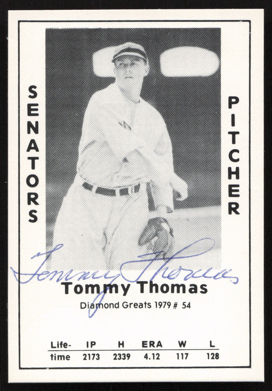 Tommy Thomas Autographed 1979 Diamond Greats Card #54 Washington Senators SKU #264534