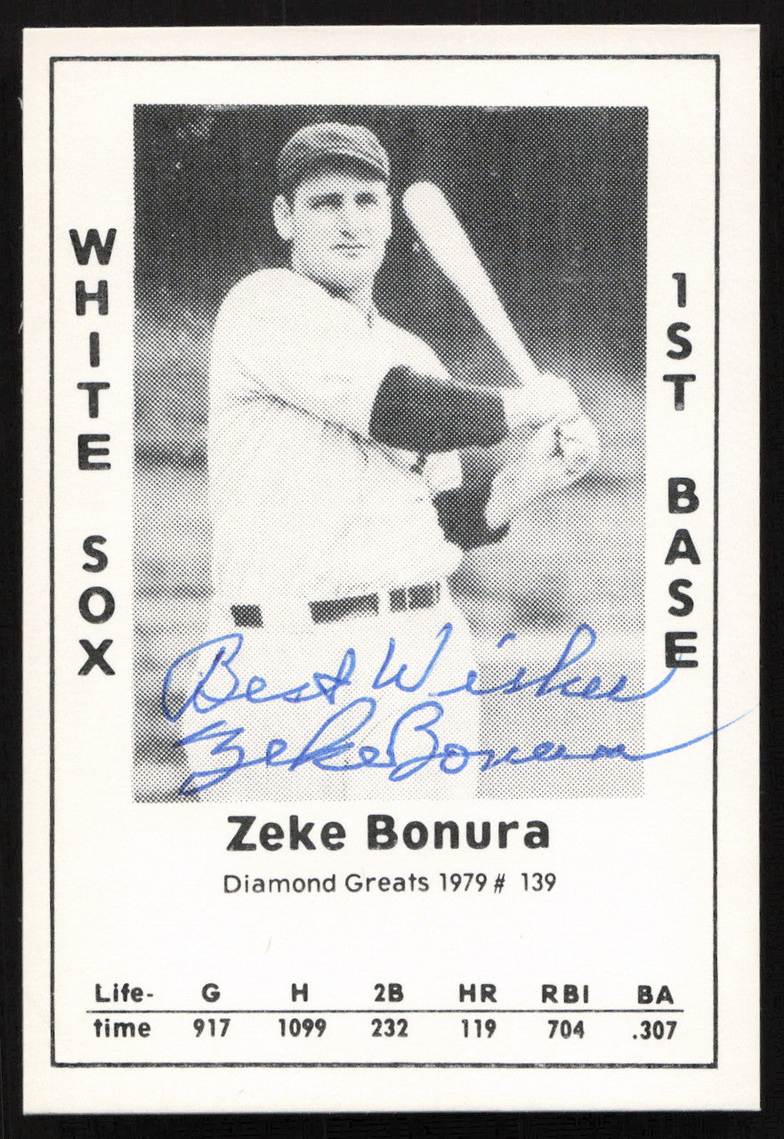 Zeke Bonura Autographed 1979 Diamond Greats Card #139 Chicago White Sox SKU #264535