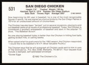 Ted Giannoulas San Diego Chicken Autographed 1982 Donruss Card #531 San Diego Padres SKU #264551