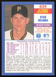 Stan Belinda Autographed 1990 Score Rookie Card #634 Pittsburgh Pirates SKU #264556