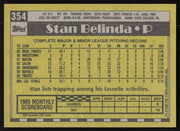Stan Belinda Autographed 1990 Topps Rookie Card #354 Pittsburgh Pirates SKU #264559