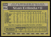 Stan Belinda Autographed 1990 Topps Rookie Card #354 Pittsburgh Pirates SKU #264563