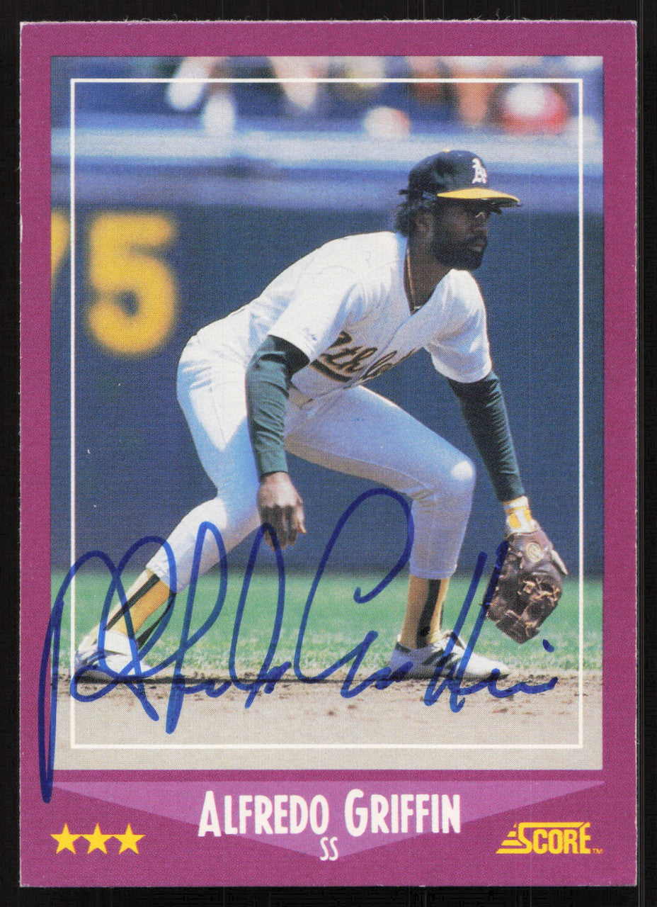 Alfredo Griffin Autographed 1988 Score Card #88 Oakland A's SKU #264566