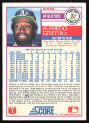 Alfredo Griffin Autographed 1988 Score Card #88 Oakland A's SKU #264566