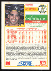 Steve Ontiveros Autographed 1988 Score Card #511 Oakland A's SKU #264574