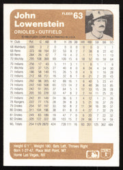 John Lowenstein Autographed 1983 Fleer Card #63 Baltimore Orioles SKU #264577