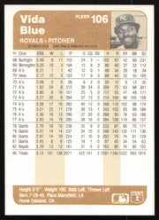 Vida Blue Autographed 1983 Fleer Card #106 Kansas City Royals SKU #264581