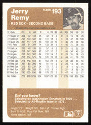 Jerry Remy Autographed 1983 Fleer Card #193 Boston Red Sox SKU #264585