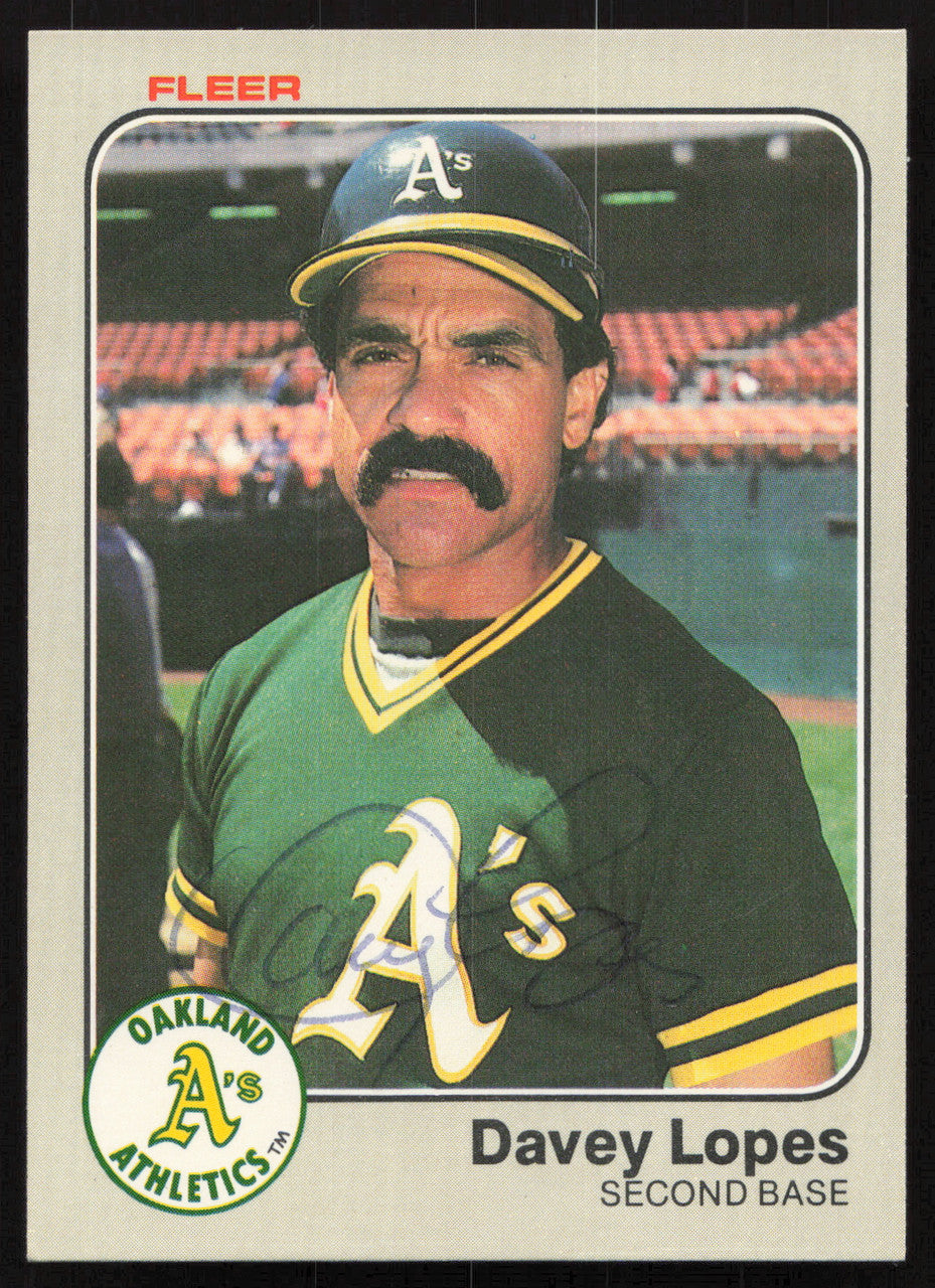 Dave Lopes Autographed 1983 Fleer Card #524 Oakland A's SKU #264593