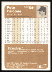 Pete Falcone Autographed 1983 Fleer Card #541 New York Mets SKU #264594
