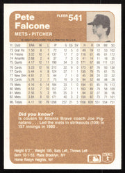 Pete Falcone Autographed 1983 Fleer Card #541 New York Mets SKU #264595