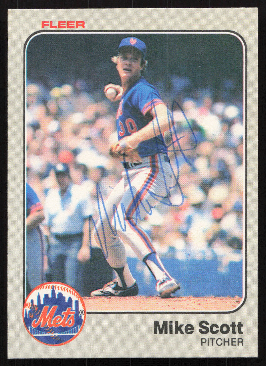 Mike Scott Autographed 1983 Fleer Card #554 New York Mets SKU #264596