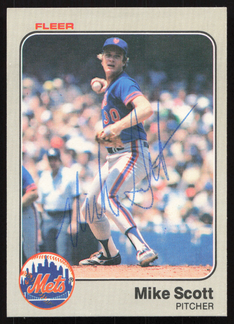 Mike Scott Autographed 1983 Fleer Card #554 New York Mets SKU #264597
