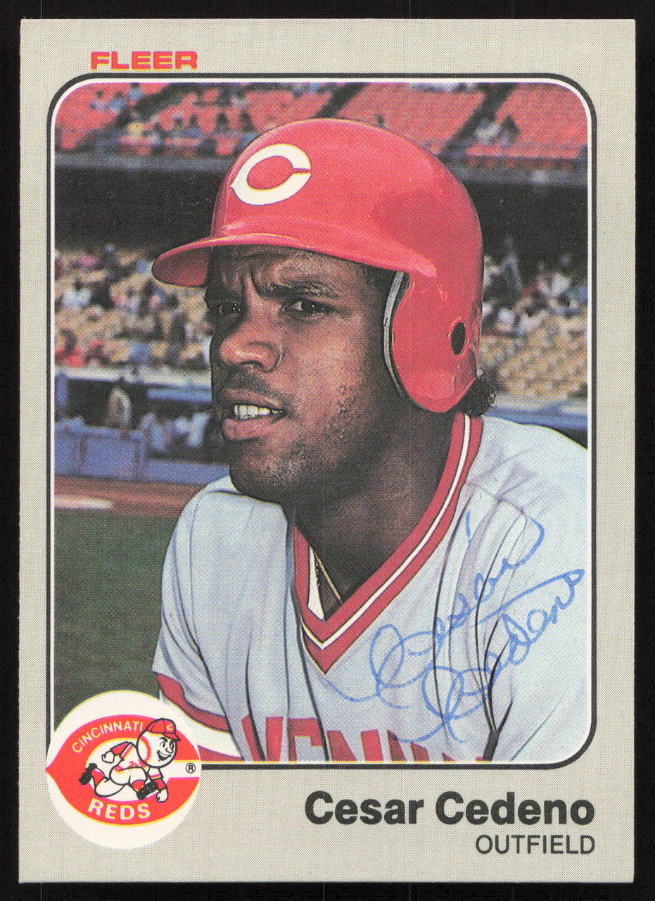 Cesar Cedeno Autographed 1983 Fleer Card #587 Cincinnati Reds SKU #264598