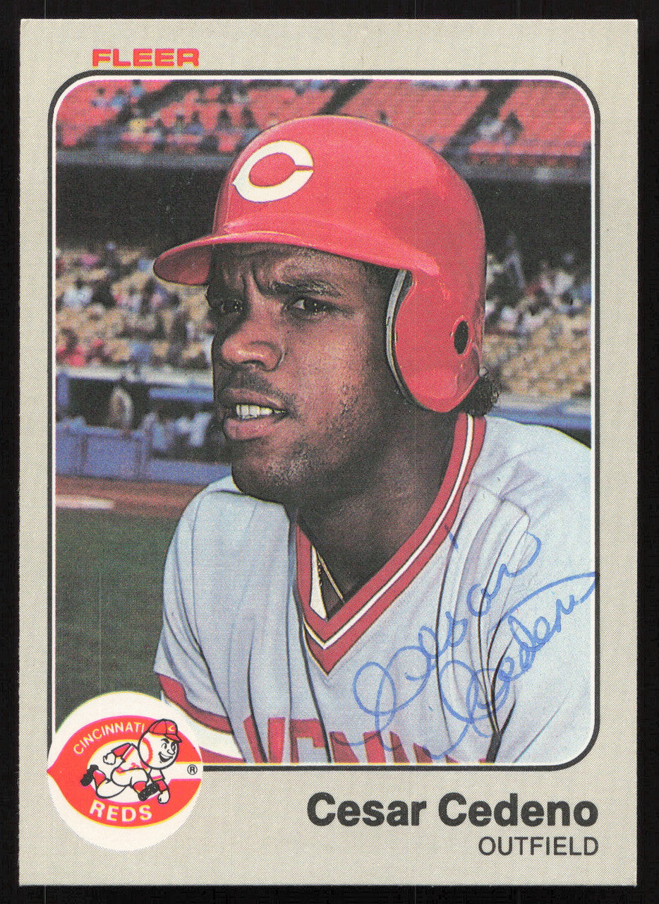 Cesar Cedeno Autographed 1983 Fleer Card #587 Cincinnati Reds SKU #264599