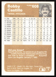 Bobby Castillo Autographed 1983 Fleer Card #608 Minnesota Twins SKU #264600