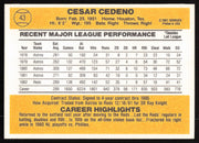 Cesar Cedeno Autographed 1983 Donruss Card #43 Cincinnati Reds SKU #264604
