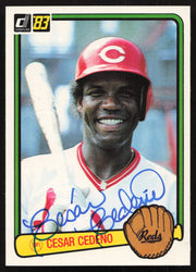 Cesar Cedeno Autographed 1983 Donruss Card #43 Cincinnati Reds SKU #264605