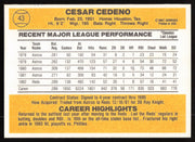 Cesar Cedeno Autographed 1983 Donruss Card #43 Cincinnati Reds SKU #264605