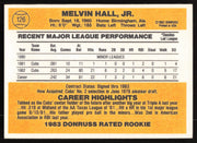 Mel Hall Autographed 1983 Donruss Card #126 Chicago Cubs SKU #264612