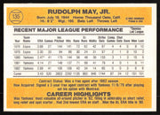 Rudy May Autographed 1983 Donruss Card #135 New York Yankees SKU #264615